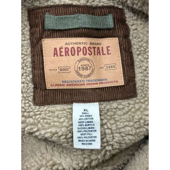 VTG Aeropostale Jacket Men's XL Sherpa Fur Corduroy Western Grunge Rancher Tan - Picture 7 of 13